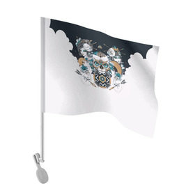 Флаг для автомобиля с принтом SKULL JAPAN в Екатеринбурге, 100% полиэстер | Размер: 30*21 см | arrow | skull | белый | девушка | линии | маски.кот | модные | небо | облако | синий | скелет | стимпанк | стрелы | череп | яркие