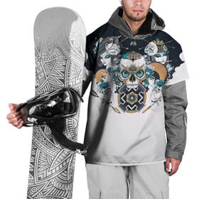 Накидка на куртку 3D с принтом SKULL JAPAN в Екатеринбурге, 100% полиэстер |  | Тематика изображения на принте: arrow | skull | белый | девушка | линии | маски.кот | модные | небо | облако | синий | скелет | стимпанк | стрелы | череп | яркие