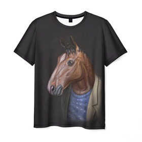 Мужская футболка 3D с принтом BoJack в Екатеринбурге, 100% полиэфир | прямой крой, круглый вырез горловины, длина до линии бедер | bojack horseman | конь боджек | лошадь боджек