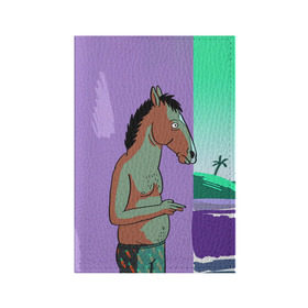 Обложка для паспорта матовая кожа с принтом BoJack в Екатеринбурге, натуральная матовая кожа | размер 19,3 х 13,7 см; прозрачные пластиковые крепления | bojack horseman | конь боджек | лошадь боджек