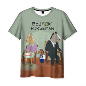 Мужская футболка 3D с принтом BoJack в Екатеринбурге, 100% полиэфир | прямой крой, круглый вырез горловины, длина до линии бедер | Тематика изображения на принте: bojack horseman | конь боджек | лошадь боджек