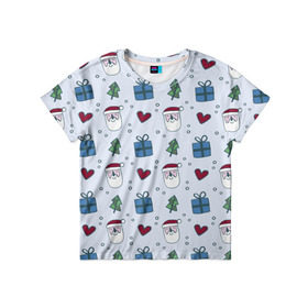 Детская футболка 3D с принтом Мастерская Деда Мороза в Екатеринбурге, 100% гипоаллергенный полиэфир | прямой крой, круглый вырез горловины, длина до линии бедер, чуть спущенное плечо, ткань немного тянется | дед мороз | елка | новый год | подарок | снег