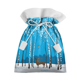 Подарочный 3D мешок с принтом Зимний пейзаж в Екатеринбурге, 100% полиэстер | Размер: 29*39 см | Тематика изображения на принте: 