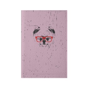 Обложка для паспорта матовая кожа с принтом Немецкий шпиц в очках в Екатеринбурге, натуральная матовая кожа | размер 19,3 х 13,7 см; прозрачные пластиковые крепления | Тематика изображения на принте: домашние животные | пес | собака
