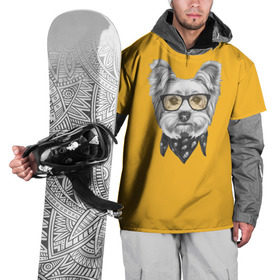 Накидка на куртку 3D с принтом Йоркширский терьер_в очках в Екатеринбурге, 100% полиэстер |  | домашние животные | пес | собака | терьер