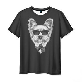 Мужская футболка 3D с принтом Йоркширский терьер_13 в Екатеринбурге, 100% полиэфир | прямой крой, круглый вырез горловины, длина до линии бедер | домашние животные | пес | собака | терьер