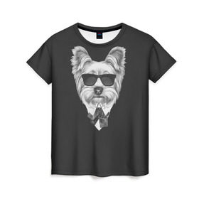Женская футболка 3D с принтом Йоркширский терьер_13 в Екатеринбурге, 100% полиэфир ( синтетическое хлопкоподобное полотно) | прямой крой, круглый вырез горловины, длина до линии бедер | домашние животные | пес | собака | терьер