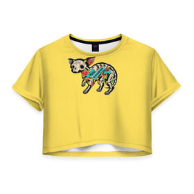 Женская футболка 3D укороченная с принтом Внутри чихуахуа в Екатеринбурге, 100% полиэстер | круглая горловина, длина футболки до линии талии, рукава с отворотами | домашние животные | пес | песик | собака | собачка | чихуахуа