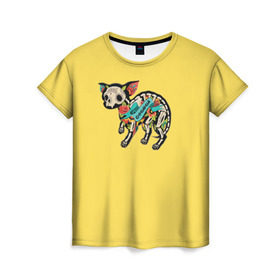 Женская футболка 3D с принтом Внутри чихуахуа в Екатеринбурге, 100% полиэфир ( синтетическое хлопкоподобное полотно) | прямой крой, круглый вырез горловины, длина до линии бедер | Тематика изображения на принте: домашние животные | пес | песик | собака | собачка | чихуахуа