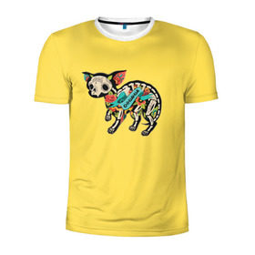 Мужская футболка 3D спортивная с принтом Внутри чихуахуа в Екатеринбурге, 100% полиэстер с улучшенными характеристиками | приталенный силуэт, круглая горловина, широкие плечи, сужается к линии бедра | Тематика изображения на принте: домашние животные | пес | песик | собака | собачка | чихуахуа