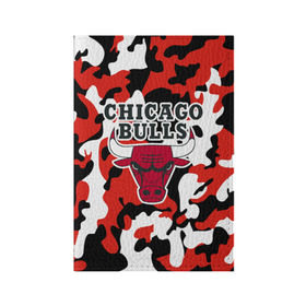 Обложка для паспорта матовая кожа с принтом CHICAGO BULLS Новогодний в Екатеринбурге, натуральная матовая кожа | размер 19,3 х 13,7 см; прозрачные пластиковые крепления | Тематика изображения на принте: камуфляж | красный | чикаго буллс