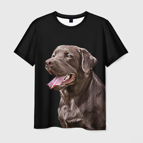 Мужская футболка 3D с принтом Лабрадор_арт_2 в Екатеринбурге, 100% полиэфир | прямой крой, круглый вырез горловины, длина до линии бедер | домашние животные | лабрадор | пес | песик | ретривер | собака | собачка