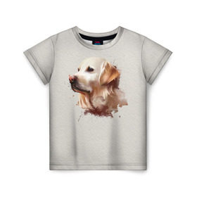 Детская футболка 3D с принтом Лабрадор_арт в Екатеринбурге, 100% гипоаллергенный полиэфир | прямой крой, круглый вырез горловины, длина до линии бедер, чуть спущенное плечо, ткань немного тянется | домашние животные | пес | ретривер | собака