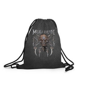 Рюкзак-мешок 3D с принтом Megadeth в Екатеринбурге, 100% полиэстер | плотность ткани — 200 г/м2, размер — 35 х 45 см; лямки — толстые шнурки, застежка на шнуровке, без карманов и подкладки | megadet | megadeth | группа | дирк вербурен | дэвид эллефсон | дэйв мастейн | кико лоурейро | мегадет | мегадетх | метал | рок | трэш | трэшметал | тяжелый | хард | хардрок | хеви | хевиметал