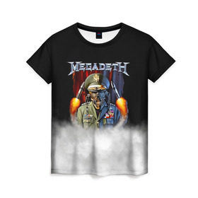 Женская футболка 3D с принтом Megadeth в Екатеринбурге, 100% полиэфир ( синтетическое хлопкоподобное полотно) | прямой крой, круглый вырез горловины, длина до линии бедер | megadet | megadeth | группа | дирк вербурен | дэвид эллефсон | дэйв мастейн | кико лоурейро | мегадет | мегадетх | метал | рок | трэш | трэшметал | тяжелый | хард | хардрок | хеви | хевиметал