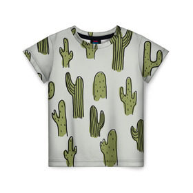 Детская футболка 3D с принтом Кактус в Екатеринбурге, 100% гипоаллергенный полиэфир | прямой крой, круглый вырез горловины, длина до линии бедер, чуть спущенное плечо, ткань немного тянется | Тематика изображения на принте: cactus | кактус