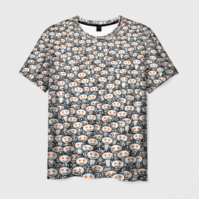 Мужская футболка 3D с принтом Reddit army в Екатеринбурге, 100% полиэфир | прямой крой, круглый вырез горловины, длина до линии бедер | Тематика изображения на принте: белый | гуманоид | интернет | оранжевый | паттерн | реддит | сайт | толпа