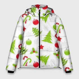 Мужская зимняя куртка 3D с принтом Наш веселый Новый год в Екатеринбурге, верх — 100% полиэстер; подкладка — 100% полиэстер; утеплитель — 100% полиэстер | длина ниже бедра, свободный силуэт Оверсайз. Есть воротник-стойка, отстегивающийся капюшон и ветрозащитная планка. 

Боковые карманы с листочкой на кнопках и внутренний карман на молнии. | белый | милый | новогодний | паттерн | светлый | яркий