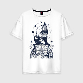 Женская футболка хлопок Oversize с принтом Сибирский хаски в Екатеринбурге, 100% хлопок | свободный крой, круглый ворот, спущенный рукав, длина до линии бедер
 | домашние животные | пес | песик | собака | собачка | хаски