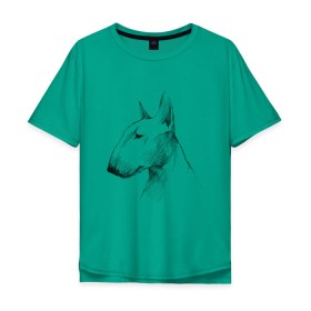 Мужская футболка хлопок Oversize с принтом бультерьер графичный в Екатеринбурге, 100% хлопок | свободный крой, круглый ворот, “спинка” длиннее передней части | бультерьер | домашние животные | пес | песик | собака | собачка