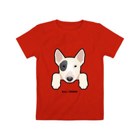 Детская футболка хлопок с принтом Бультерьерчик в Екатеринбурге, 100% хлопок | круглый вырез горловины, полуприлегающий силуэт, длина до линии бедер | домашние животные | пес | собака