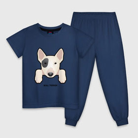 Детская пижама хлопок с принтом Бультерьерчик в Екатеринбурге, 100% хлопок |  брюки и футболка прямого кроя, без карманов, на брюках мягкая резинка на поясе и по низу штанин
 | домашние животные | пес | собака