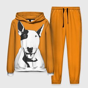Мужской костюм 3D (с толстовкой) с принтом Солнечнй бультерьер в Екатеринбурге,  |  | бультерьер | домашние животные | пес | песик | собака | собачка