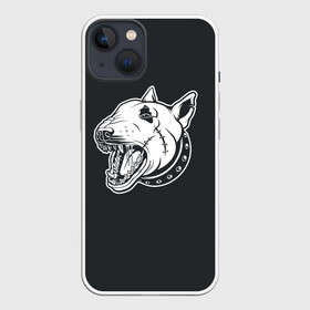 Чехол для iPhone 13 с принтом Опасный бультерьер в Екатеринбурге,  |  | домашние животные | пес | собака