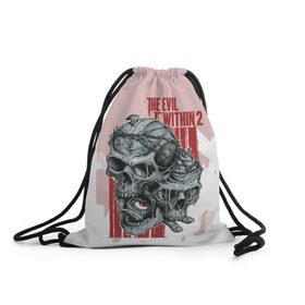 Рюкзак-мешок 3D с принтом THE EVIL WITHIN 2 в Екатеринбурге, 100% полиэстер | плотность ткани — 200 г/м2, размер — 35 х 45 см; лямки — толстые шнурки, застежка на шнуровке, без карманов и подкладки | Тематика изображения на принте: skull | череп