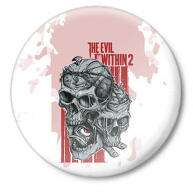 Значок с принтом THE EVIL WITHIN 2 в Екатеринбурге,  металл | круглая форма, металлическая застежка в виде булавки | skull | череп