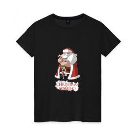 Женская футболка хлопок с принтом Christmas is Coming в Екатеринбурге, 100% хлопок | прямой крой, круглый вырез горловины, длина до линии бедер, слегка спущенное плечо | 