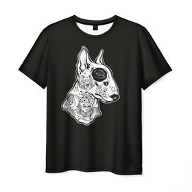 Мужская футболка 3D с принтом Бультерьер_16 в Екатеринбурге, 100% полиэфир | прямой крой, круглый вырез горловины, длина до линии бедер | домашние животные | пес | собака