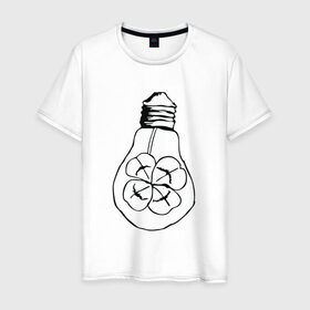 Мужская футболка хлопок с принтом Лампочка Клевер в Екатеринбурге, 100% хлопок | прямой крой, круглый вырез горловины, длина до линии бедер, слегка спущенное плечо. | 