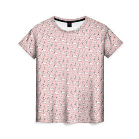 Женская футболка 3D с принтом Бультерьерчики в Екатеринбурге, 100% полиэфир ( синтетическое хлопкоподобное полотно) | прямой крой, круглый вырез горловины, длина до линии бедер | бультерьер | домашние животные | пес | песик | собака | собачка
