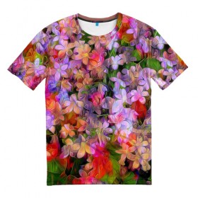 Мужская футболка 3D с принтом Абстракт в Екатеринбурге, 100% полиэфир | прямой крой, круглый вырез горловины, длина до линии бедер | colors | flowers | красивое | цвета | цветы