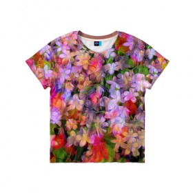 Детская футболка 3D с принтом Абстракт в Екатеринбурге, 100% гипоаллергенный полиэфир | прямой крой, круглый вырез горловины, длина до линии бедер, чуть спущенное плечо, ткань немного тянется | colors | flowers | красивое | цвета | цветы