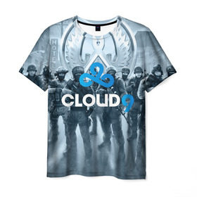 Мужская футболка 3D с принтом CLOUD 9 CS GO в Екатеринбурге, 100% полиэфир | прямой крой, круглый вырез горловины, длина до линии бедер | cloud 9 | counter strike | cs go | esports | team | известные | киберспорт | мировые | спорт