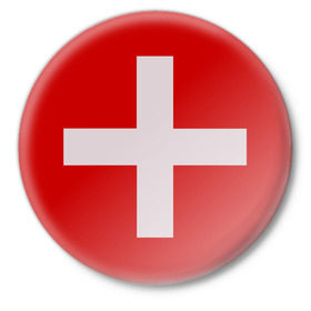 Значок с принтом Швейцария в Екатеринбурге,  металл | круглая форма, металлическая застежка в виде булавки | Тематика изображения на принте: мир | страна | швейцария