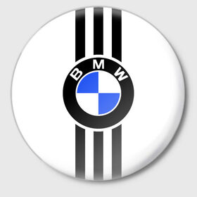Значок с принтом BMW SPORTWEAR в Екатеринбурге,  металл | круглая форма, металлическая застежка в виде булавки | bmw | автомобильные | бмв | машины