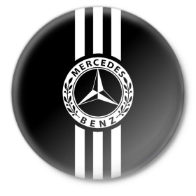 Значок с принтом MERCEDES BENZ в Екатеринбурге,  металл | круглая форма, металлическая застежка в виде булавки | mercedes | автомобильные | машины | мерседес.mercedes benz