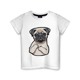 Детская футболка хлопок с принтом Злой мопс в Екатеринбурге, 100% хлопок | круглый вырез горловины, полуприлегающий силуэт, длина до линии бедер | домашние животные | мопс | пес | песик | собака | собачка