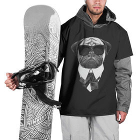 Накидка на куртку 3D с принтом Мопс в черном в Екатеринбурге, 100% полиэстер |  | домашние животные | мопс | пес | песик | собака | собачка