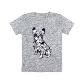Детская футболка хлопок с принтом Суровый бульдог в Екатеринбурге, 100% хлопок | круглый вырез горловины, полуприлегающий силуэт, длина до линии бедер | бульдог | домашние животные | пес | песик | собака | собачка | французский бульдог