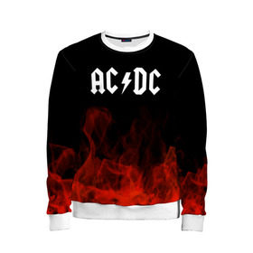 Детский свитшот 3D с принтом AC/DC в Екатеринбурге, 100% полиэстер | свободная посадка, прямой крой, мягкая тканевая резинка на рукавах и понизу свитшота | ac dc | logo | metal | music | rock | лого | логотип | метал | музыка | рок