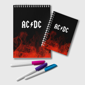 Блокнот с принтом AC DC в Екатеринбурге, 100% бумага | 48 листов, плотность листов — 60 г/м2, плотность картонной обложки — 250 г/м2. Листы скреплены удобной пружинной спиралью. Цвет линий — светло-серый
 | ac dc | logo | metal | music | rock | лого | логотип | метал | музыка | рок