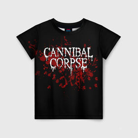 Детская футболка 3D с принтом Cannibal Corpse в Екатеринбурге, 100% гипоаллергенный полиэфир | прямой крой, круглый вырез горловины, длина до линии бедер, чуть спущенное плечо, ткань немного тянется | cannibal corpse | logo | metal | music | rock | лого | логотип | метал | музыка | рок