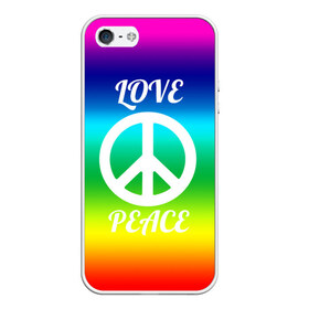 Чехол для iPhone 5/5S матовый с принтом Love and Peace в Екатеринбурге, Силикон | Область печати: задняя сторона чехла, без боковых панелей | любовь и мир | мир | хиппи
