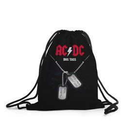 Рюкзак-мешок 3D с принтом AC/DC в Екатеринбурге, 100% полиэстер | плотность ткани — 200 г/м2, размер — 35 х 45 см; лямки — толстые шнурки, застежка на шнуровке, без карманов и подкладки | ас | ац | диси | дс | дц | исидиси | эйси