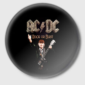 Значок с принтом AC/DC в Екатеринбурге,  металл | круглая форма, металлическая застежка в виде булавки | ас | ац | диси | дс | дц | исидиси | эйси