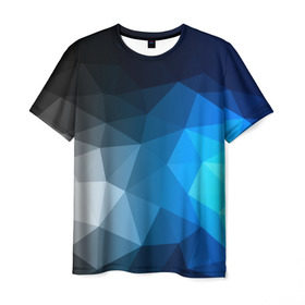 Мужская футболка 3D с принтом Gray&Blue collection abstract в Екатеринбурге, 100% полиэфир | прямой крой, круглый вырез горловины, длина до линии бедер | abstraction | geometry | polygon | абстракция | геометрия | грань | краски | кубик | кубики | линии | мозаика | полигон | разноцветные | ребро | текстура | тени | узор